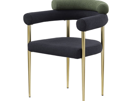 Dining Chairs (Set of 2), Mid-Century Modern Dining Chairs, Kitchen Dining Room Chairs, Round Boucle Backrest Sherpa Dining Chair With Brushed Metal Legs