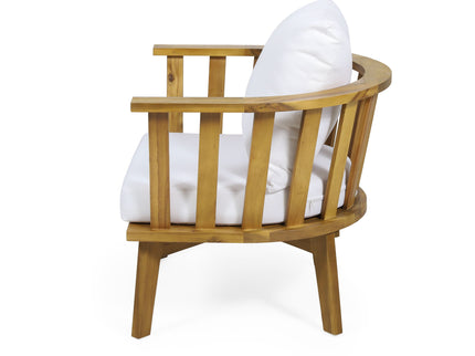 Outdoor Club Chair With Curved Backrest And Frame - White