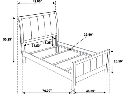 Twin Panel Bed With Headboard And Tapered Legs - Brown