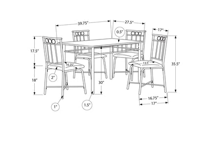 5 Pieces Dining Table Set, Small, Rectangular