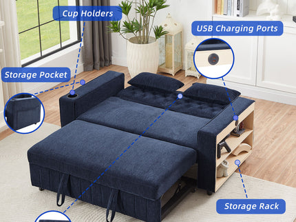Pull-Out Sofa Bed Convertible Couch With Adjustable Backrest For Living Room
