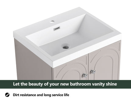Contemporary Freestanding Bathroom Vanity With Resin Sink & Soft-Close Cabinet Doors