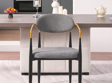Modern Upholstered Dining Chair With Accented Armrests (Set of 2)