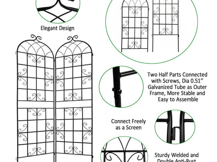 Metal Garden Rustproof Trellis For Climbing Plants Outdoor Flower Support