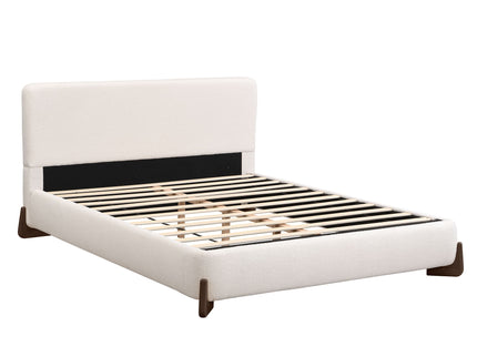 Queen Size Elegant Terry Upholstered Bed - White