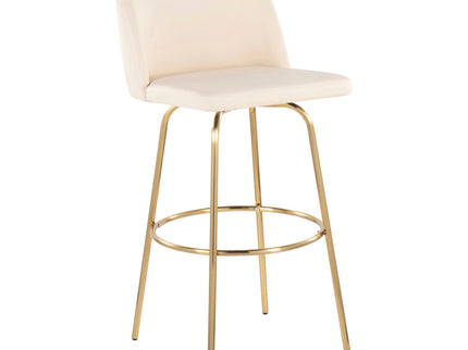 Toriano - Contemporary Fixed Height Barstool With Swivel And Round Footrest (Set of 2)