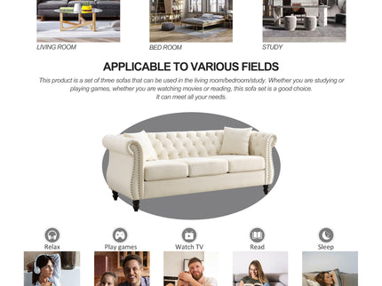 Chesterfield Sofa With Rolled Arms And Nailhead Trim