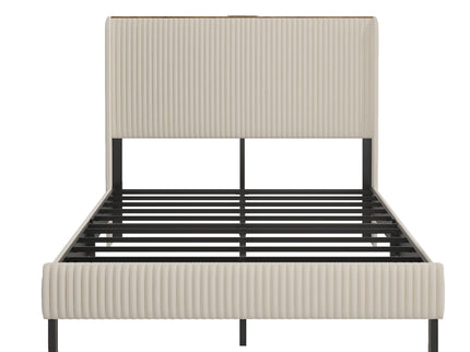 Platform Bed With Metal Frame And Charging Station