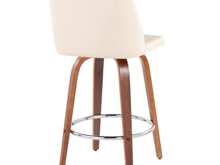 Toriano - Mid-Century Modern Fixed Height Counter Stool With Round Footrest (Set of 2)