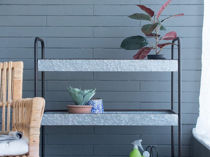 Homestead Galvanized Shelf Display 3 Tier - Metallic Gray