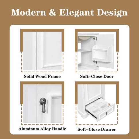 Bathroom Vanity With Sink, Soft Close Door, Adjustable U-Shaped Shelf