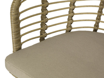 Randy - Modern Wicker Chair With Water Resistant Cushions - Brown / Beige