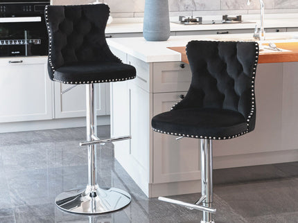 Swivel Barstools Adjusatble Seat Height From 25-33", Modern Upholstered Base Bar Stools With Backs Comfortable Tufted For Home Pub And Kitchen Island (Set of 2)