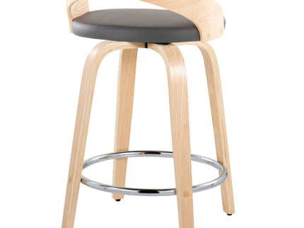 Grotto - Contemporary Fixed Height Counter Stool & Swivel, Round Footrest (Set of 2)