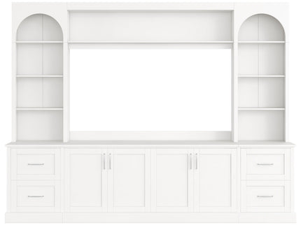 Arched Entertainment Center Wall Unit With Drawers, TV Stand