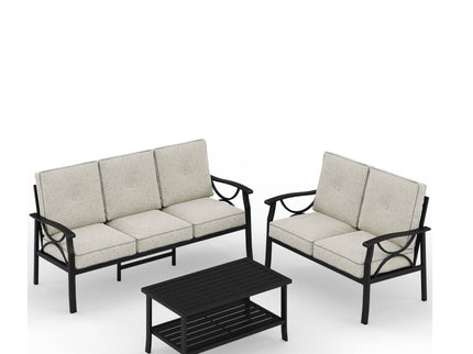 Patio Furniture Set & Coffee Table And Cushions For Backyard