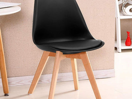 Padded Seat Cushions Home Kitchen Side Chair (Set of 2) - Black