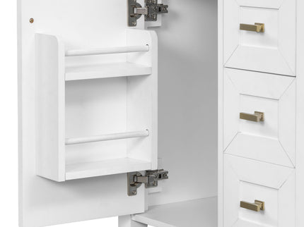 Bathroom Vanity With Sink, 3 Drawers & Cabinet With 2 Tier Door Storage Rack, Soft Close Doors & Drawers