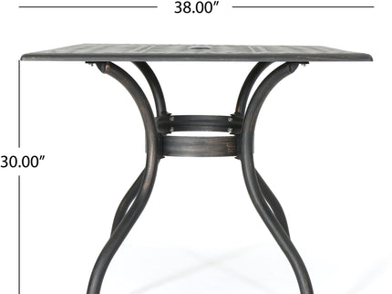 Enchantia - Outdoor Rectangular Dining Table With Weave Tabletop And Flared Legs - Copper