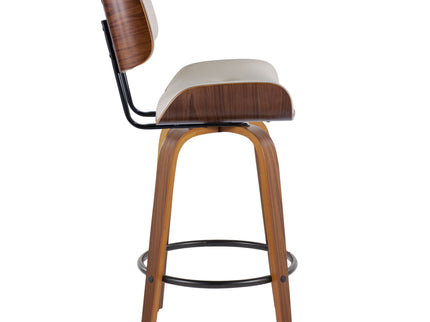 Lombardi - Mid-Century Modern Fixed Height Counter Stool With Swivel With Round Footrest (Set of 2)