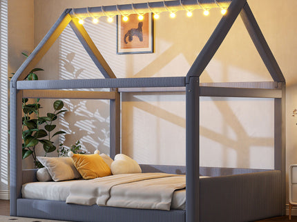 Upholstered House Style Daybed With LED Light Strips