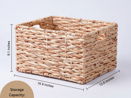 Storage Basket, Handwoven Twisted Weave Basket With Handles Shelf Organizer, Towel Storage, Living Room Storage - Light Brown