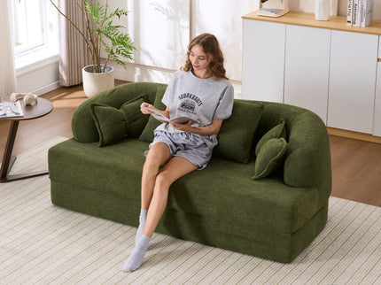 Foldable Sofa Bed, Boneless Couch Convertible Sleeper With 4 Pillows