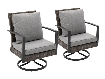 Swivel Rocker Patio Chairs With Cushions, All Weather (Set of 2) - Gray