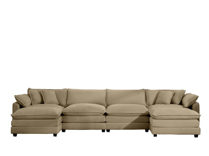 Oversized Modular Cushion Sofa With Ottoman, Low Back, Deep Seating Sofa Set