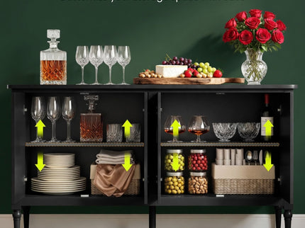 Vintage Buffet Cabinet With Adjustable Shelves