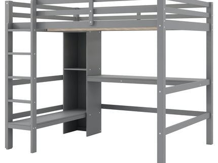 Loft Bed With Built In Desk And Multifunction Shelves