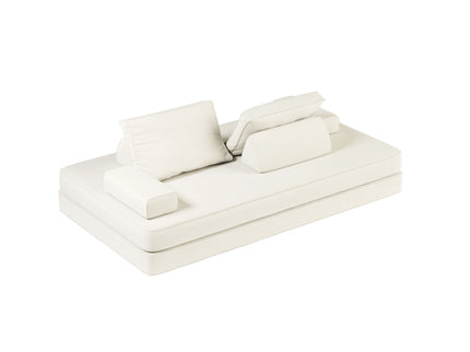 Multifunctional Convertible Sofa Bed With 2 Tumbler Backrests And 2 Pillows, Deep Seat Couch