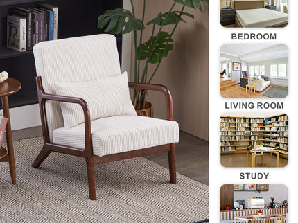 Accent Chair With Pillow And Wood Frame