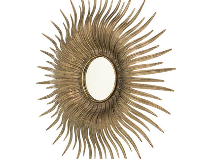 Retro DesignSunburst Metal Wall Mirror Decorative Mirror For A Bedroom Dressing Room, Hallway Or Living Space - Gold