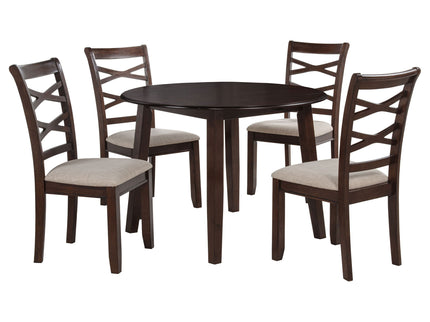 Verety - 5 Piece Round Dining Set With Chairs - Dark Brown