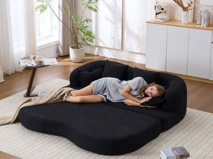 Foldable Sofa Bed, Boneless Couch Convertible Sleeper With 4 Pillows