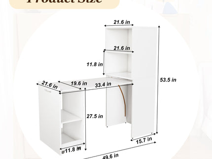 Stretchable Office Desk With Storage Shelves And Mobile Wheels