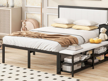 Platform Bed With 2 Tier Storage Shelves, Storage Cabinet