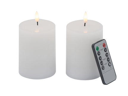 LED Candles With Wick And Remote Control Timer (Set of 2) - White