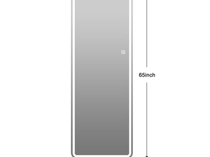 Frameless Full Length Floor Mirror With LED Light, Dimming & 3 Color Modes Mirror - Silver