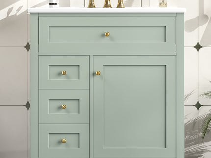 Modern Bathroom Vanity With Sink, 3 Drawers And Adjustable Shelf