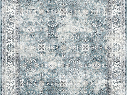 Toucan - 5' X 7' Washable Non - Slip Area Rug, Elegant Design - Silver