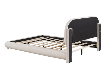 Upholstered Platform Bed With Thick Solid Frame And Stylish Curve-Shaped Design