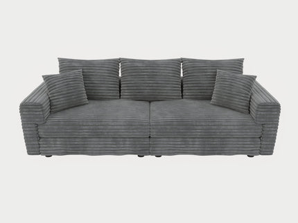 Deep Seat Convertible Sofa With Soft Pillows And Ottomans