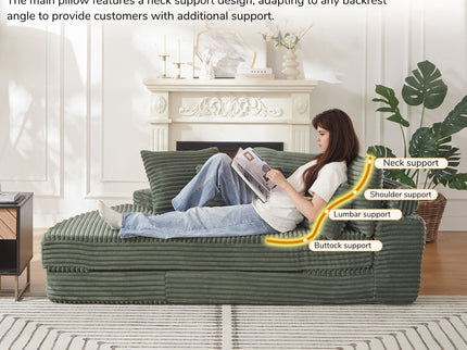 Semi Circular 2 In 1 Sofa Bed With Neck Pillow And Throw Pillows