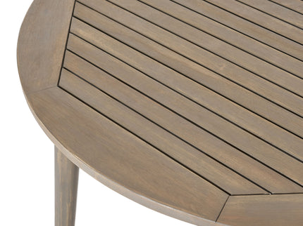 Round Outdoor Patio Table With Slatted Top - Gray