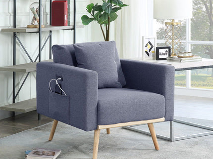 Easton - Fabric Chair With USB Charging Ports Pockets And Pillows