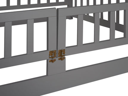 Low Bunk Bed With Slide, Fence And Ladder