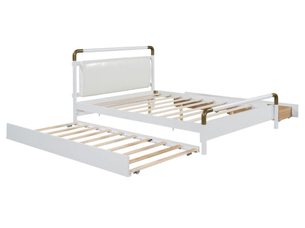 Storage Platform Bed, With 2 Big Drawers, Trundle