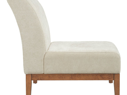 Upholstered Accent Chair - Beige / Walnut